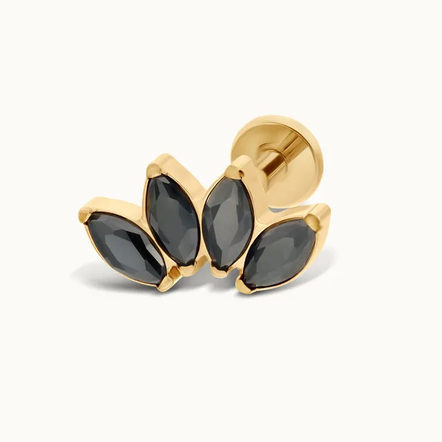 obsidian-piercing-gemma-piercing-h-lix-conch-titane-dor-5-zircons-noirs-marquise image 1