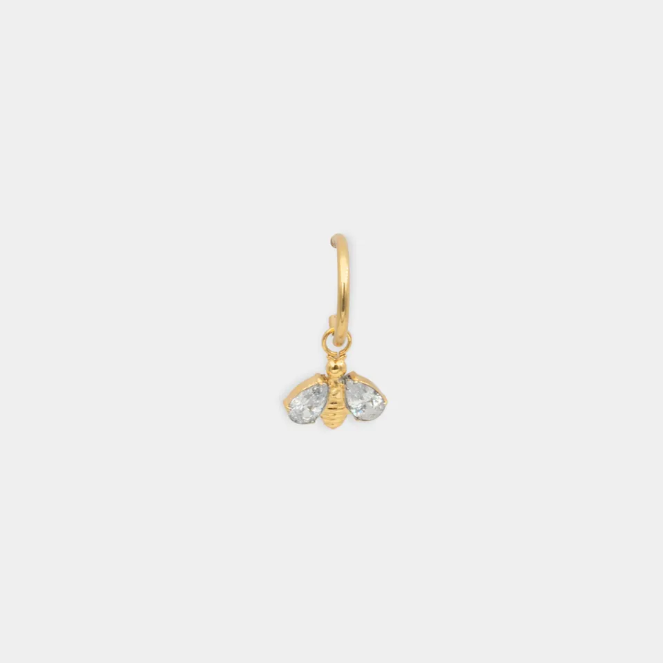 obsidian-piercing-anneau-charms-apis-clicker-abeille-zircon-en-titane image 1