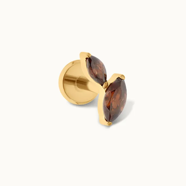 obsidian-piercing-noisette-double-marquise-titane-caf-champagne image 1