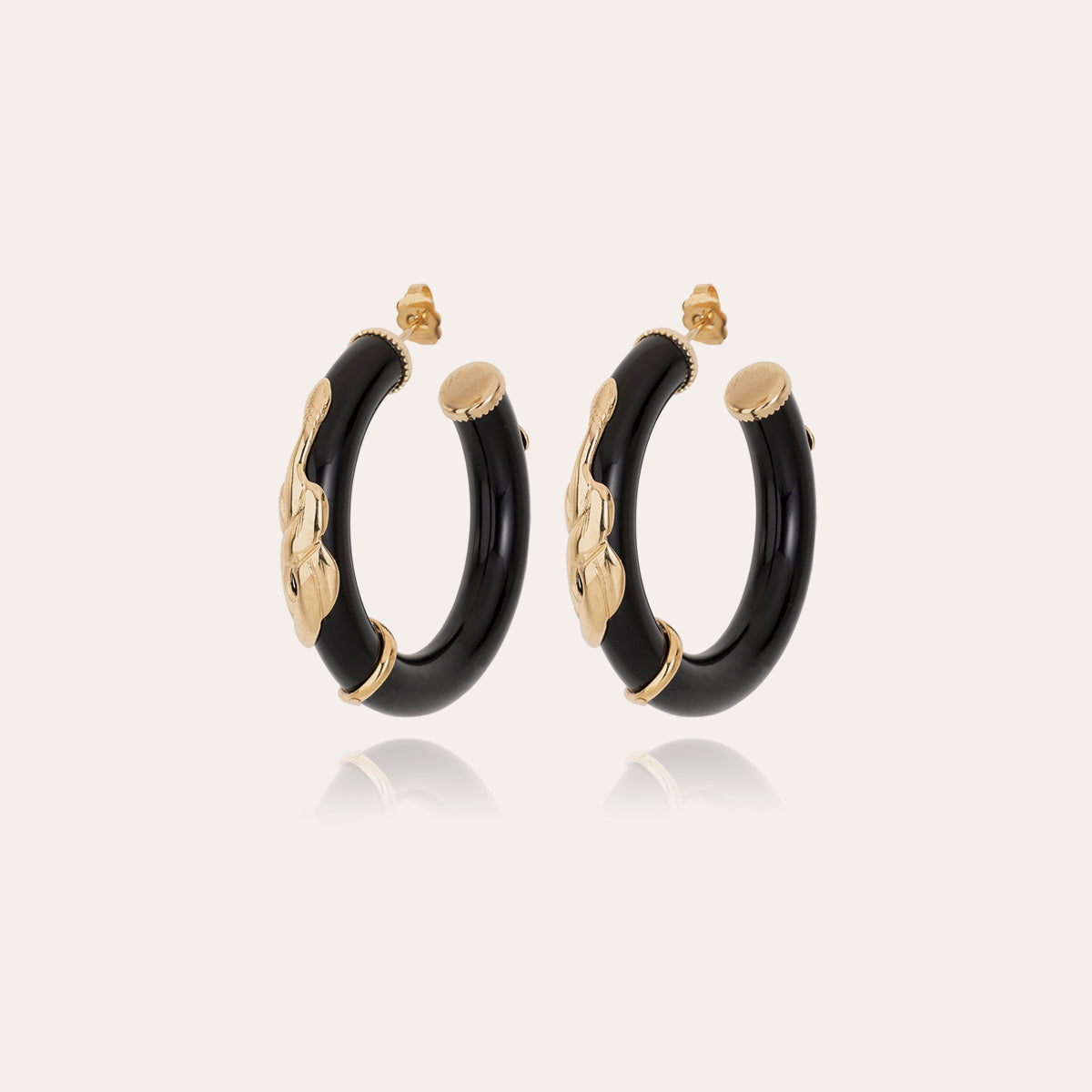 gas-bijoux-boucles-d-oreilles-cr-oles-cobra-petit-mod-le-ac-tate-noir image 1