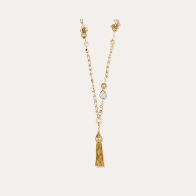gas-bijoux-sautoir-pompom-nacre-blanche-dor-l-or-fin-pierres-fines-et-pampilles image 1