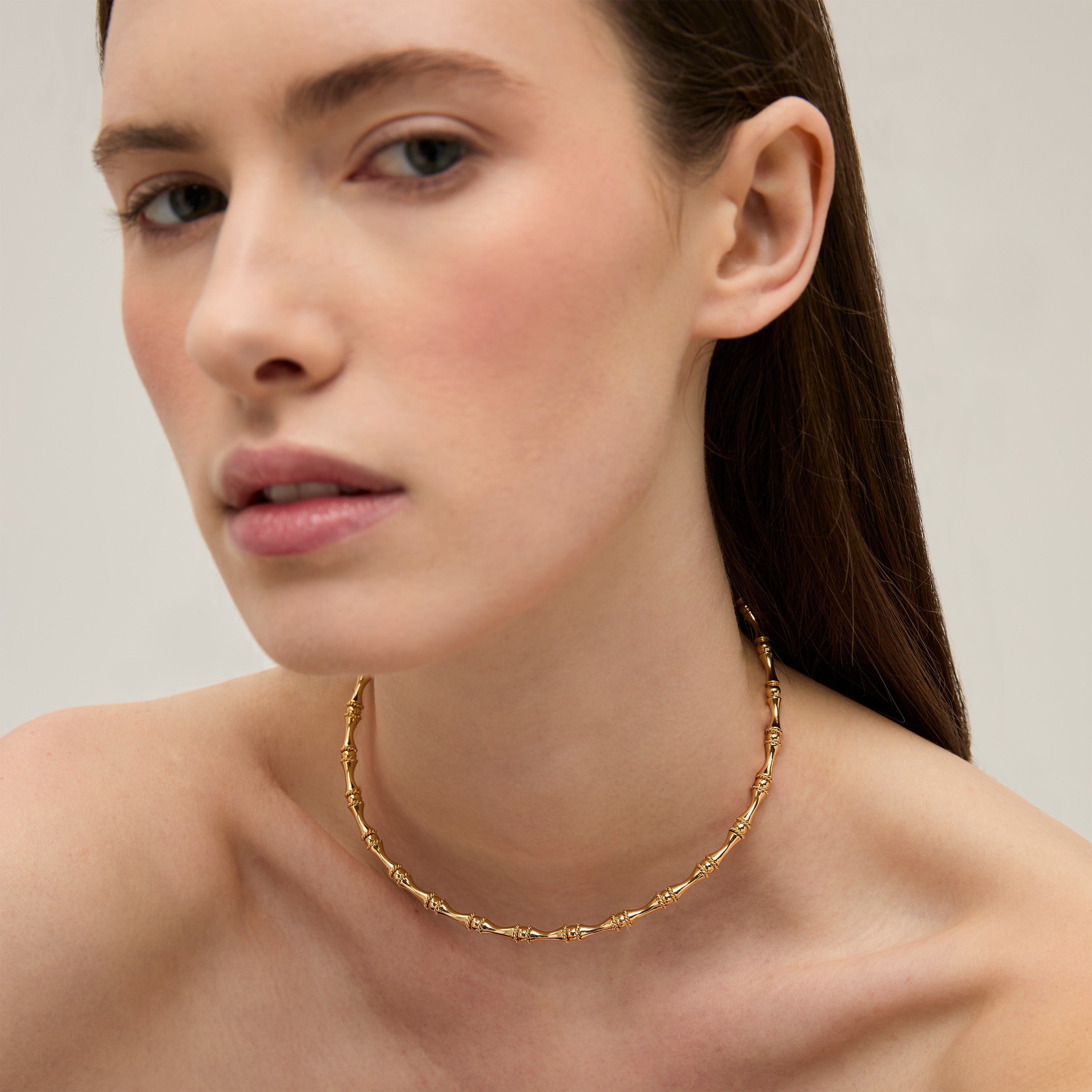 gas-bijoux-collier-bambou-dor-collier-torque-ajustable-plaqu-or-fin image 2