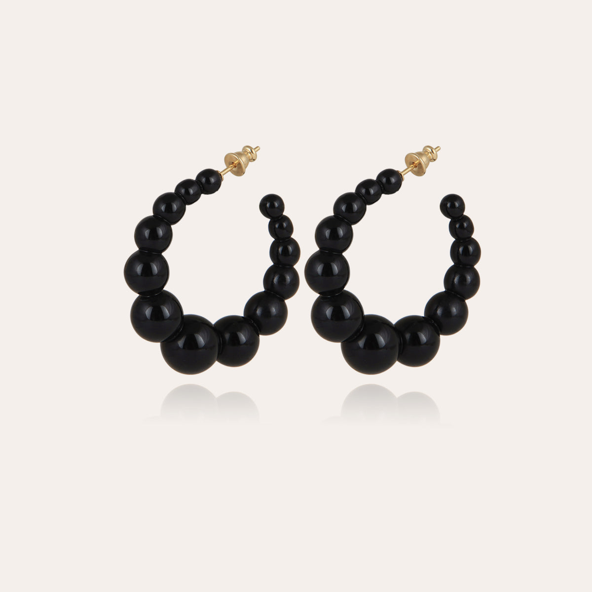 gas-bijoux-boucles-d-oreilles-cr-oles-andy-petit-mod-le-ac-tate-noir-dor-es-l-or image 1
