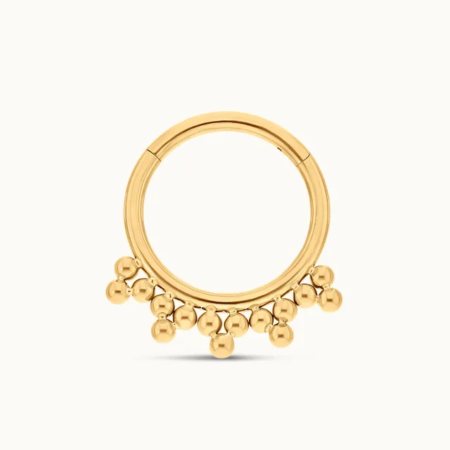 obsidian-piercing-gienah-anneau-clicker-titane-pvd-gold-cascade-de-billes-pyrami image 1