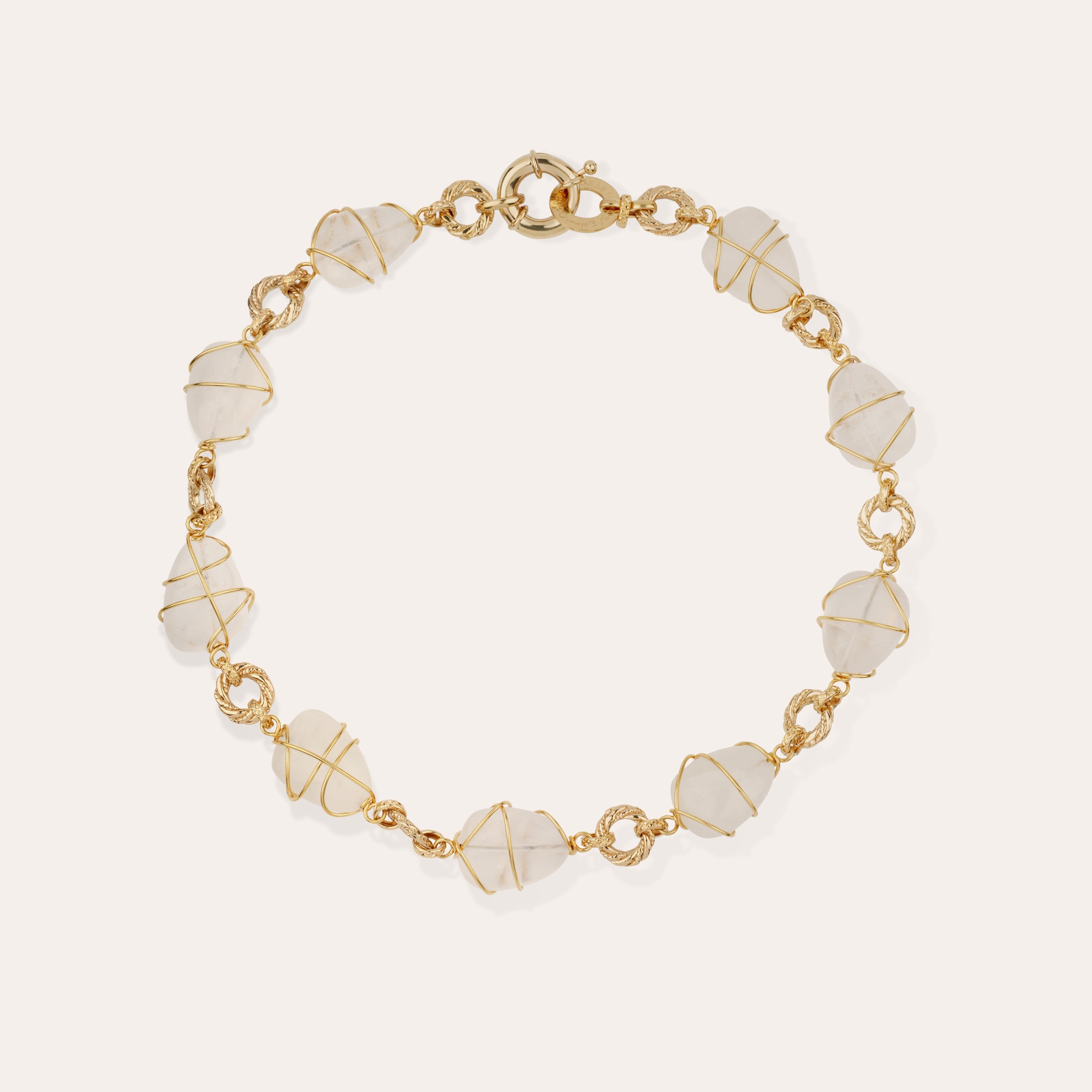 gas-bijoux-collier-rainbow-multi-cristal-de-roche-cha-ne-dor-e-l-or-fin-pierres- image 1