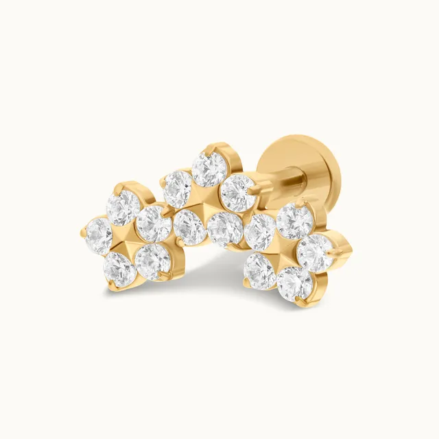 obsidian-piercing-adara-piercing-h-lix-conch-titane-pvd-gold-cinq-fleurs-zircons image 1