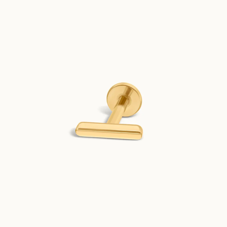 obsidian-piercing-lingot-barre-pleine-poli-sans-pierre-titane-4-et-7-mm-pvd-gold image 1