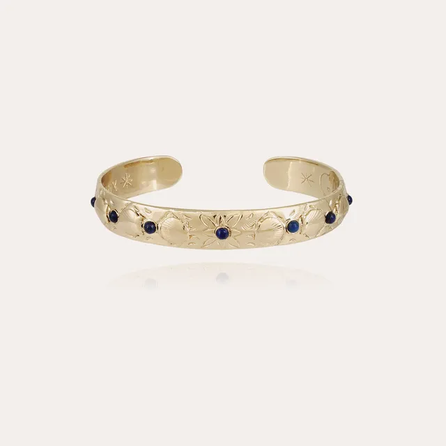 gas-bijoux-bracelet-jonc-coki-dor-l-or-fin-fleurs-et-cabochons image 1