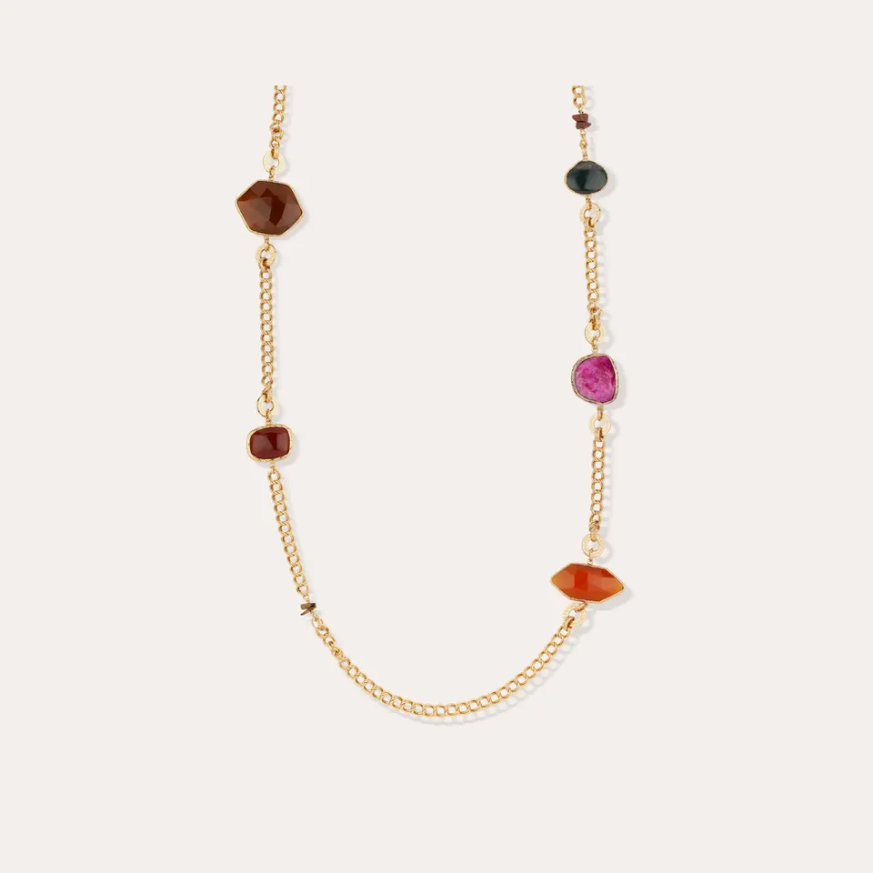 gas-bijoux-silene-sautoir-dor-cornaline-agate-verte image 1