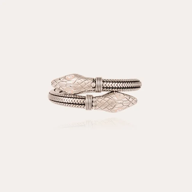 gas-bijoux-bracelet-cobra-argent-flexible-t-tes-serpent-strass image 1