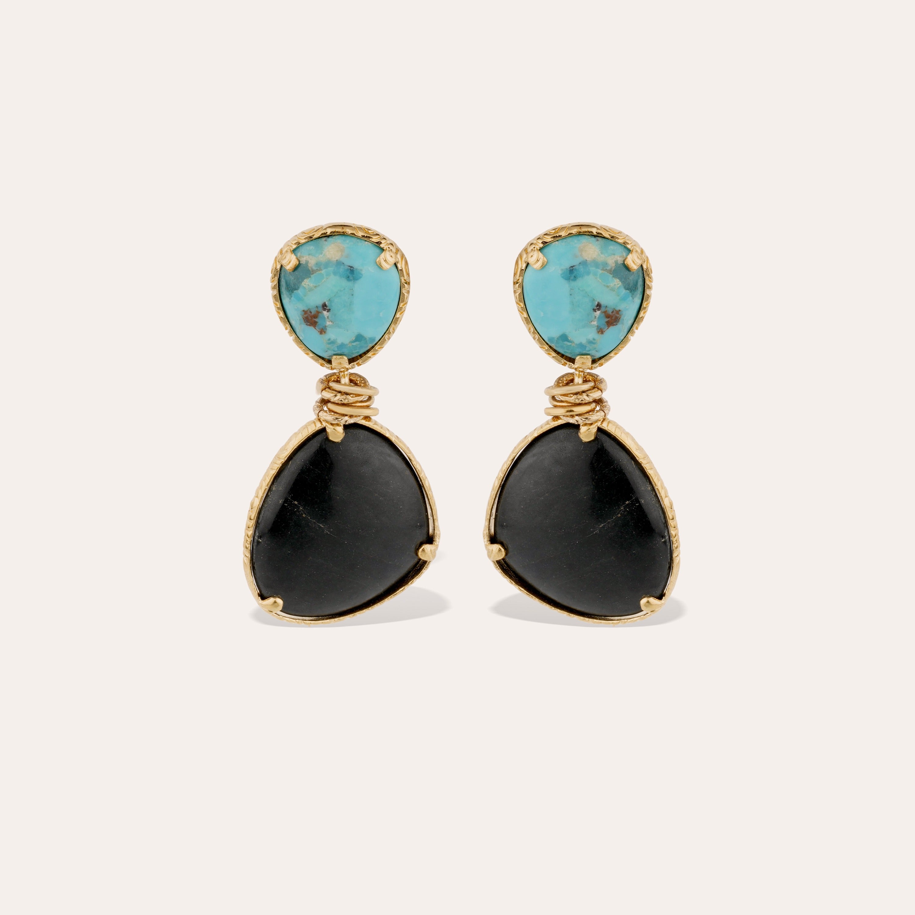 gas-bijoux-silia-turquoise-basalte-noire-boucles-d-oreilles-pierres-dor-es image 1