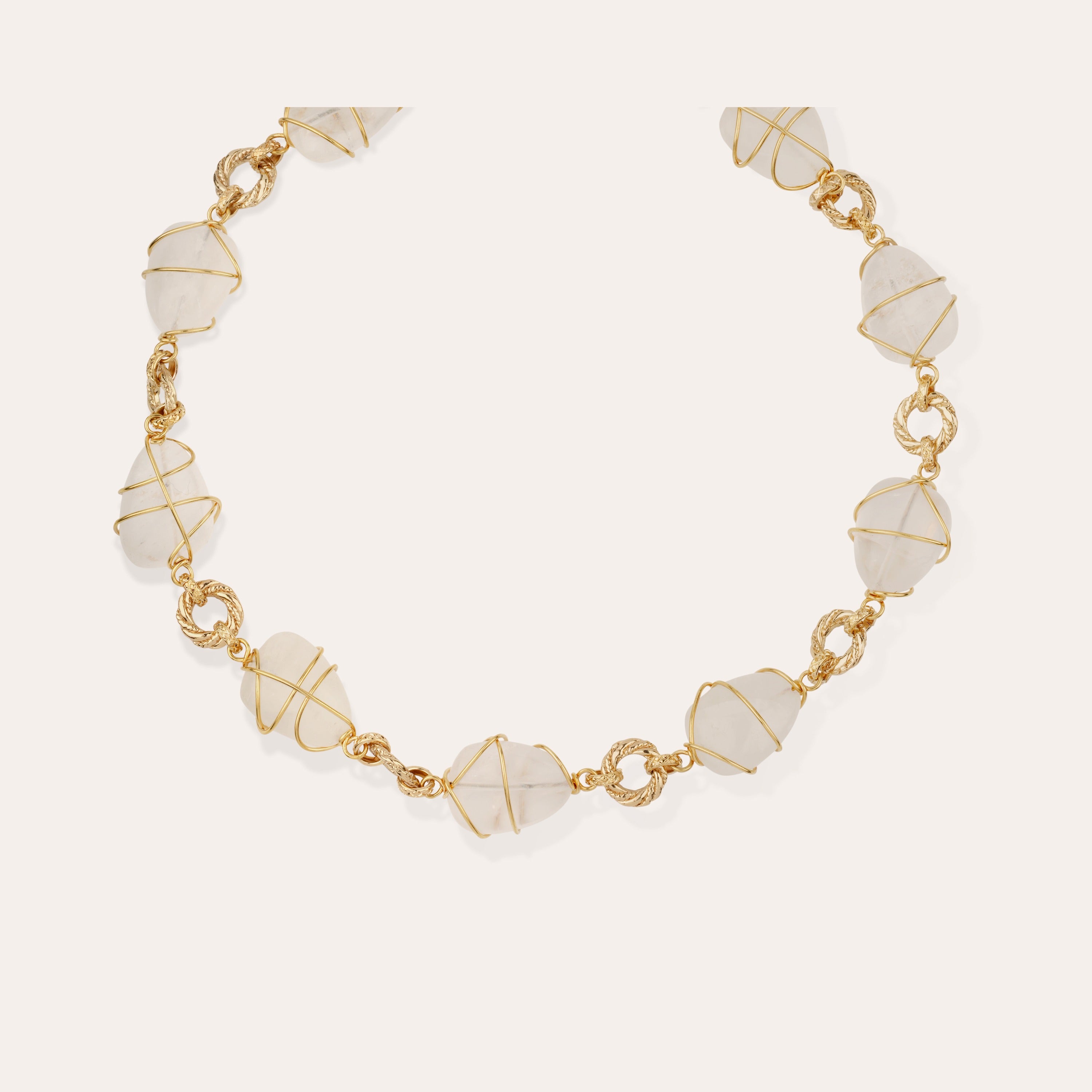 gas-bijoux-collier-rainbow-multi-cristal-de-roche-cha-ne-dor-e-l-or-fin-pierres- image 3