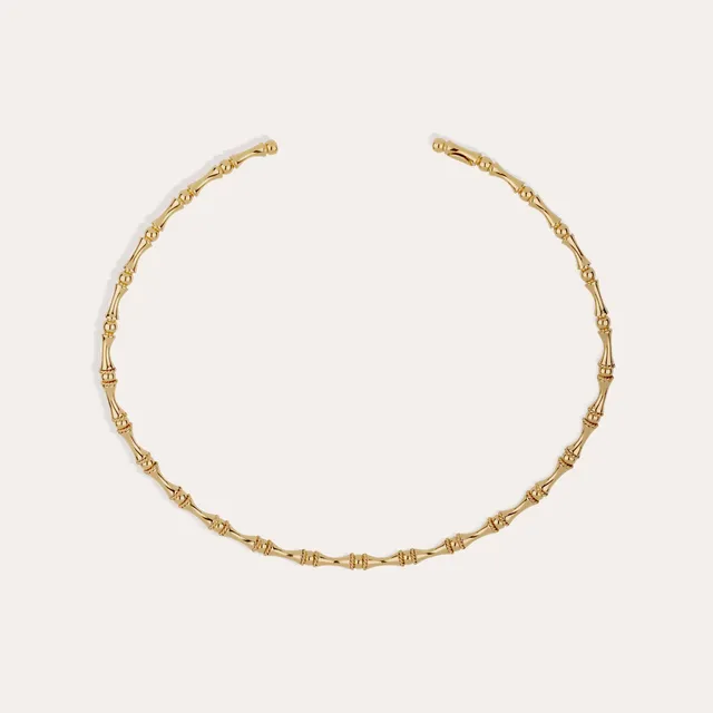 gas-bijoux-collier-bambou-dor-collier-torque-ajustable-plaqu-or-fin image 1