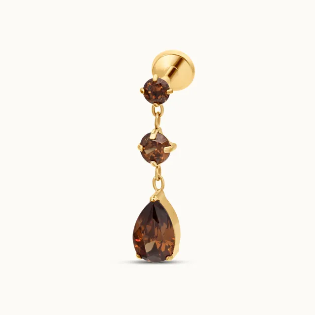 obsidian-piercing-lungo-piercing-lobe-drop-3-zircons-mocha-en-titane image 1