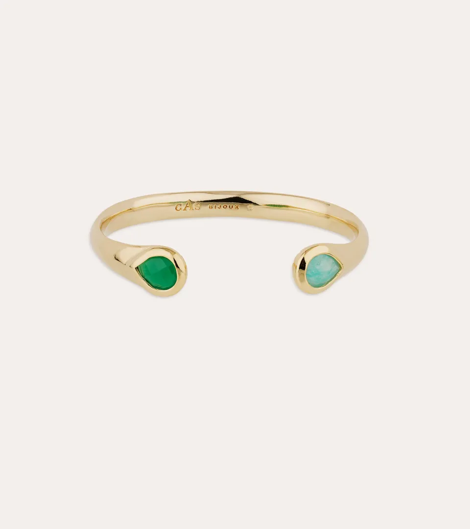 gas-bijoux-bracelet-saint-germain-dor-l-or-fin-jonc-amazonite-taille-ajustable image 1