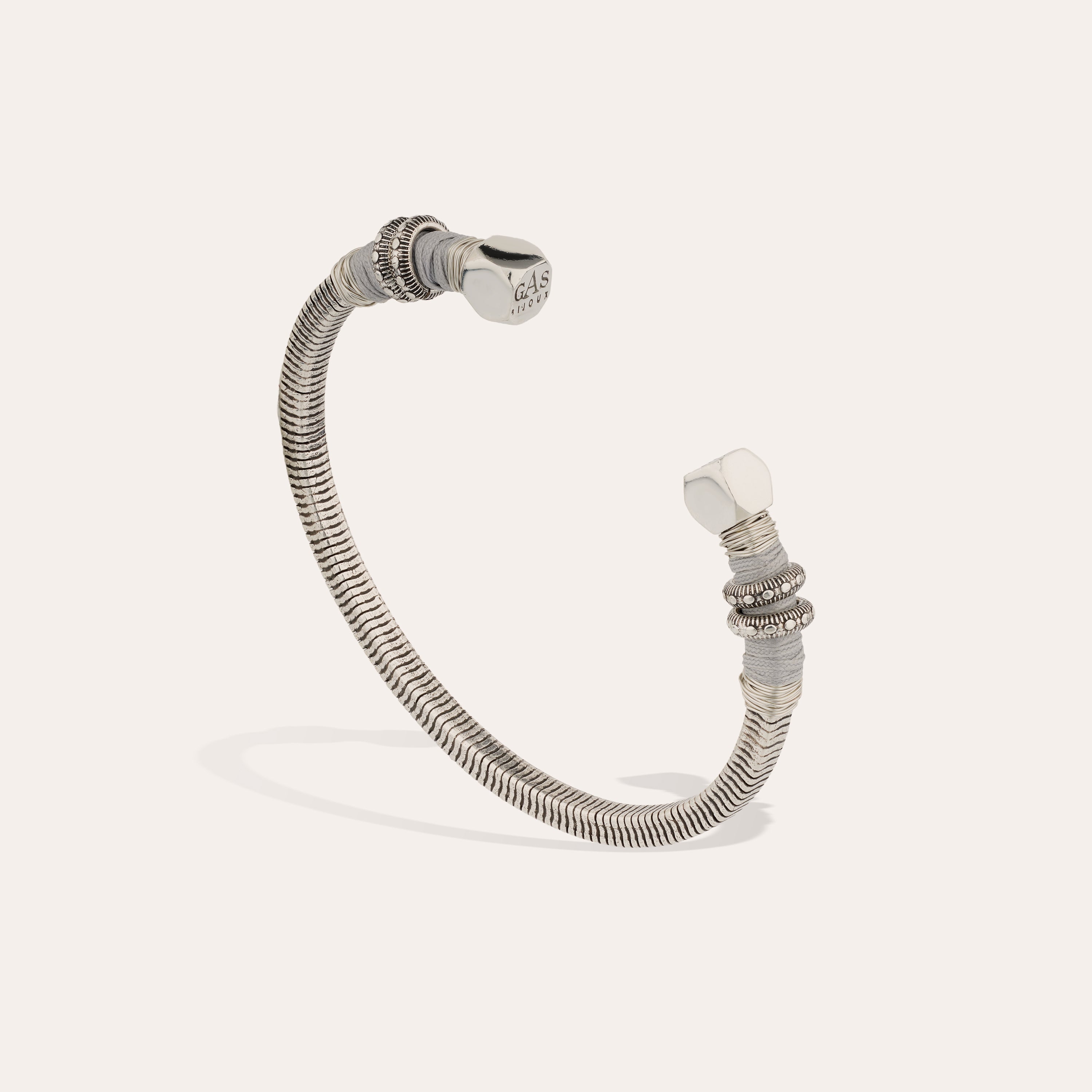 gas-bijoux-bracelet-sari-m-tal-jonc-stri-argent-taille-ajustable image 2