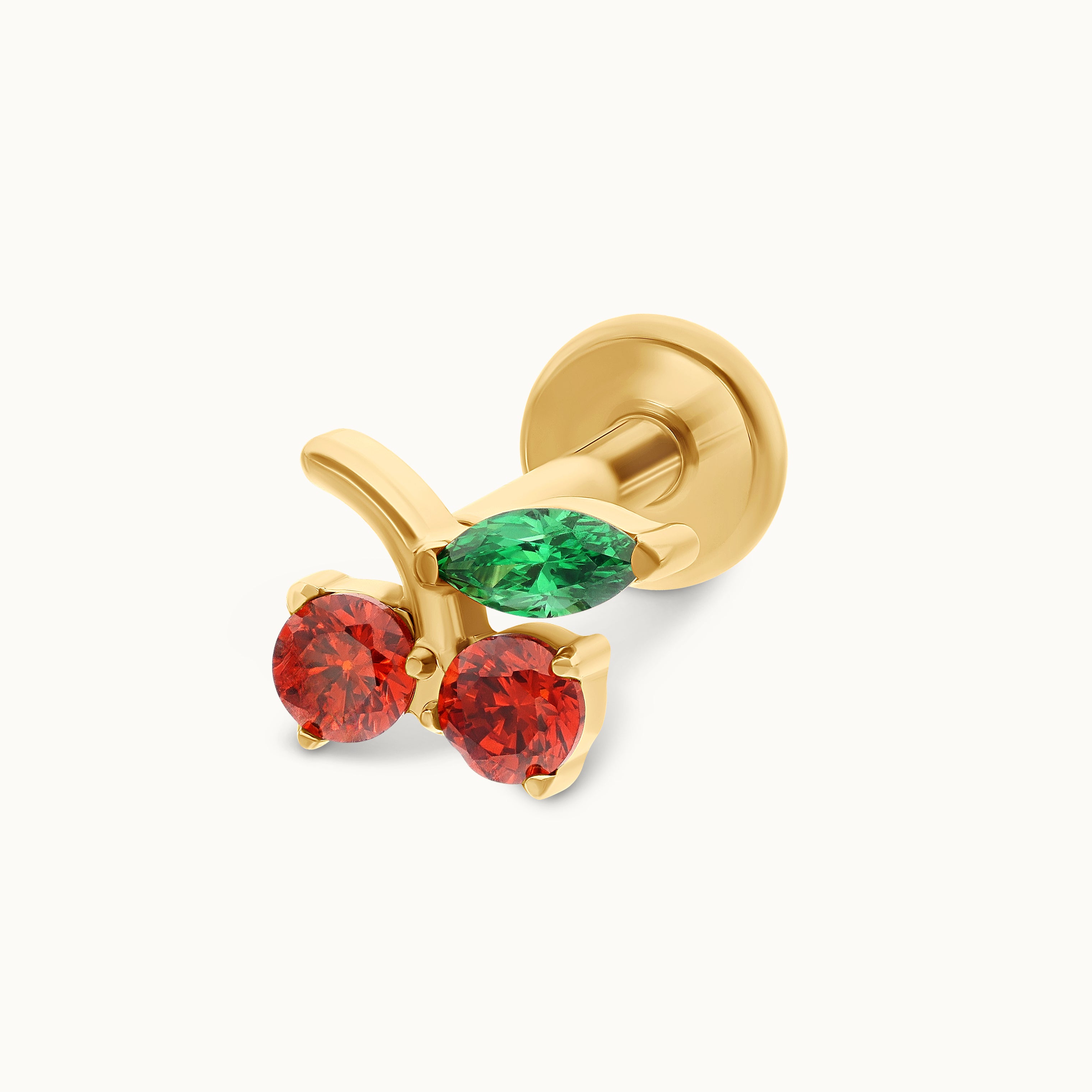 obsidian-piercing-ciliegia-embout-cerise-zircons-rouges-titane image 1