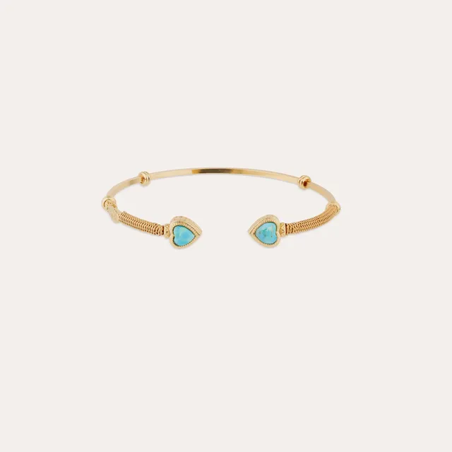 gas-bijoux-bracelet-duality-amore-jonc-dor-turquoise-double-c-ur image 1