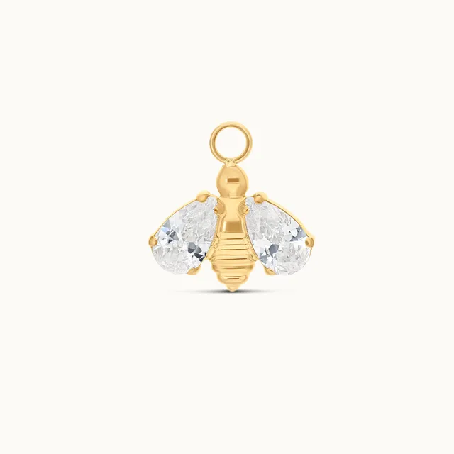 obsidian-piercing-apis-charm-abeille-sur-anneau-deux-zircons-poire-lobe-h-lix image 1