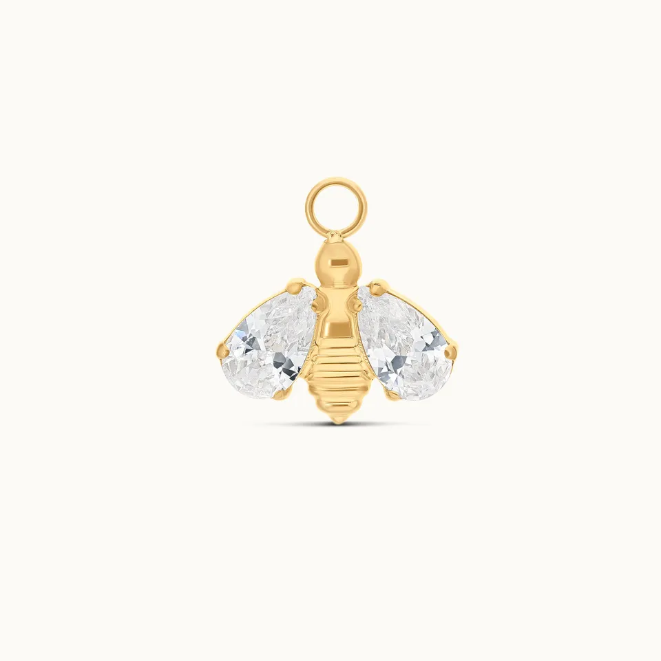 obsidian-piercing-apis-charm-abeille-sur-anneau-deux-zircons-poire-lobe-h-lix image 1
