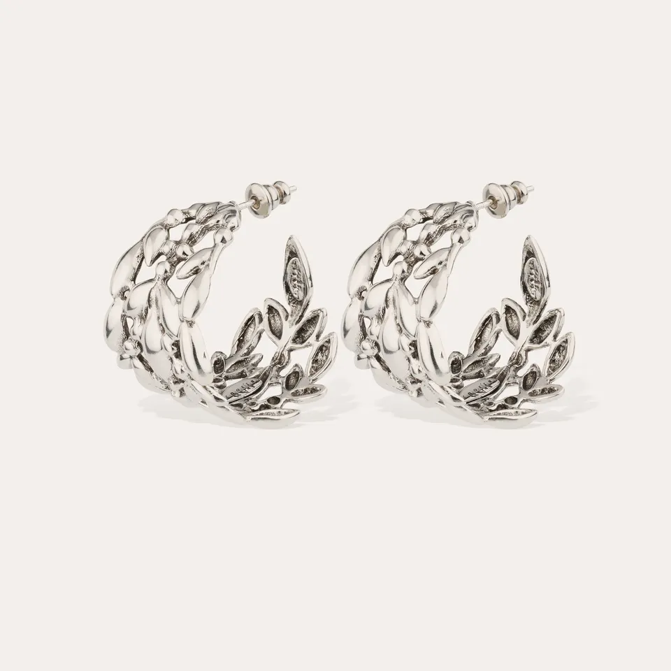 gas-bijoux-olea-boucles-d-oreilles-cr-oles-petit-mod-le-argent-es-feuille-d-oliv image 1
