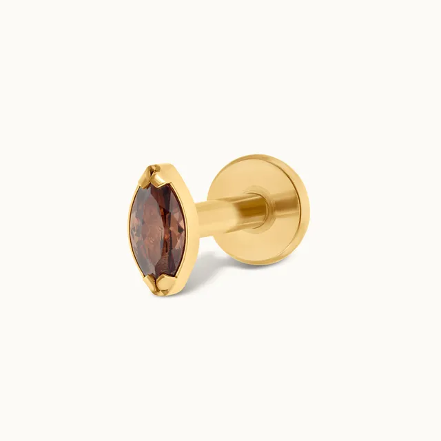 obsidian-piercing-iris-mocha-stud-marquise-caf-champagne-en-titane image 1