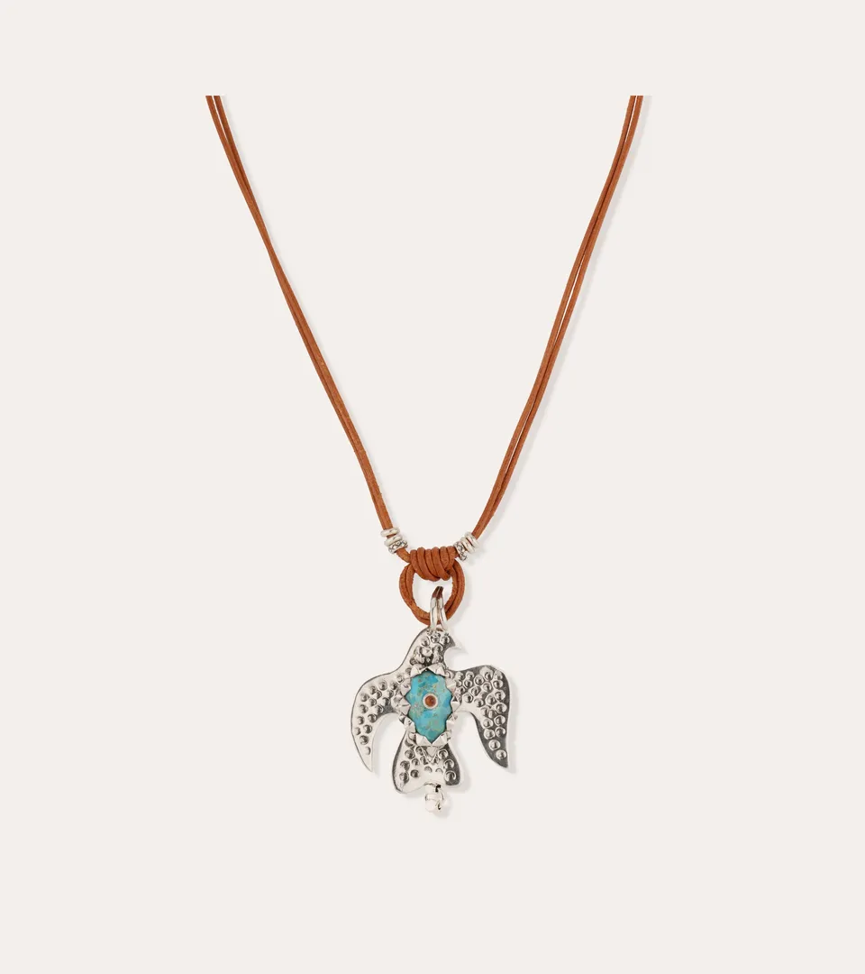 gas-bijoux-collier-eagle-cuir-pendentif-aigle-turquoise-homme image 1
