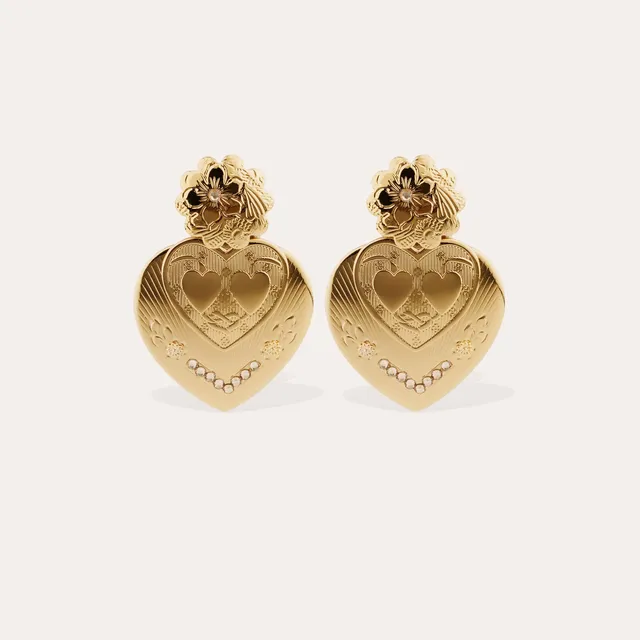 gas-bijoux-boucles-d-oreilles-i-love-you-pendantes-coeurs-dor-s-l-or-fin image 1