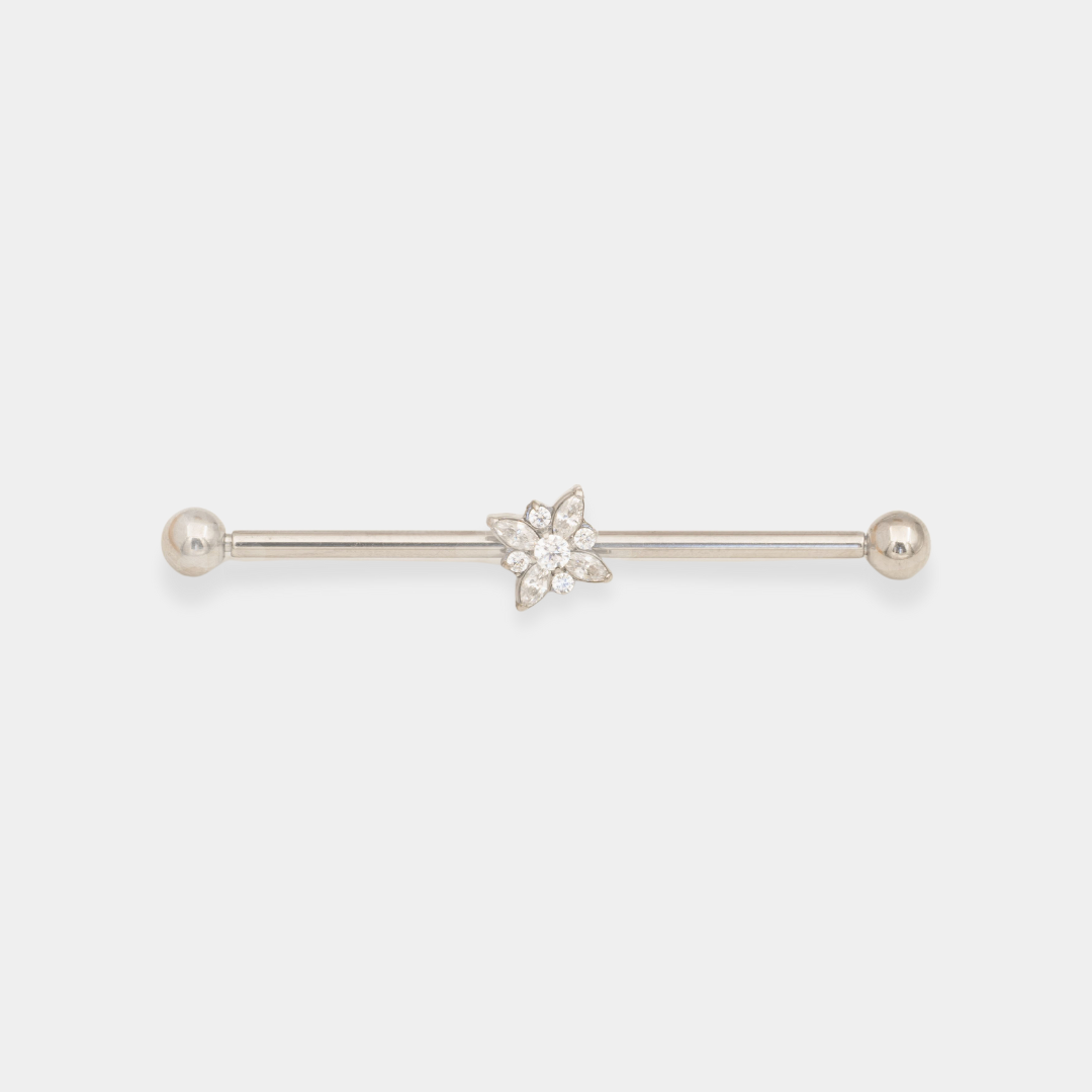 obsidian-piercing-industriel-myosotis-barre-industrielle-titane-fleurs-zircons-m image 2