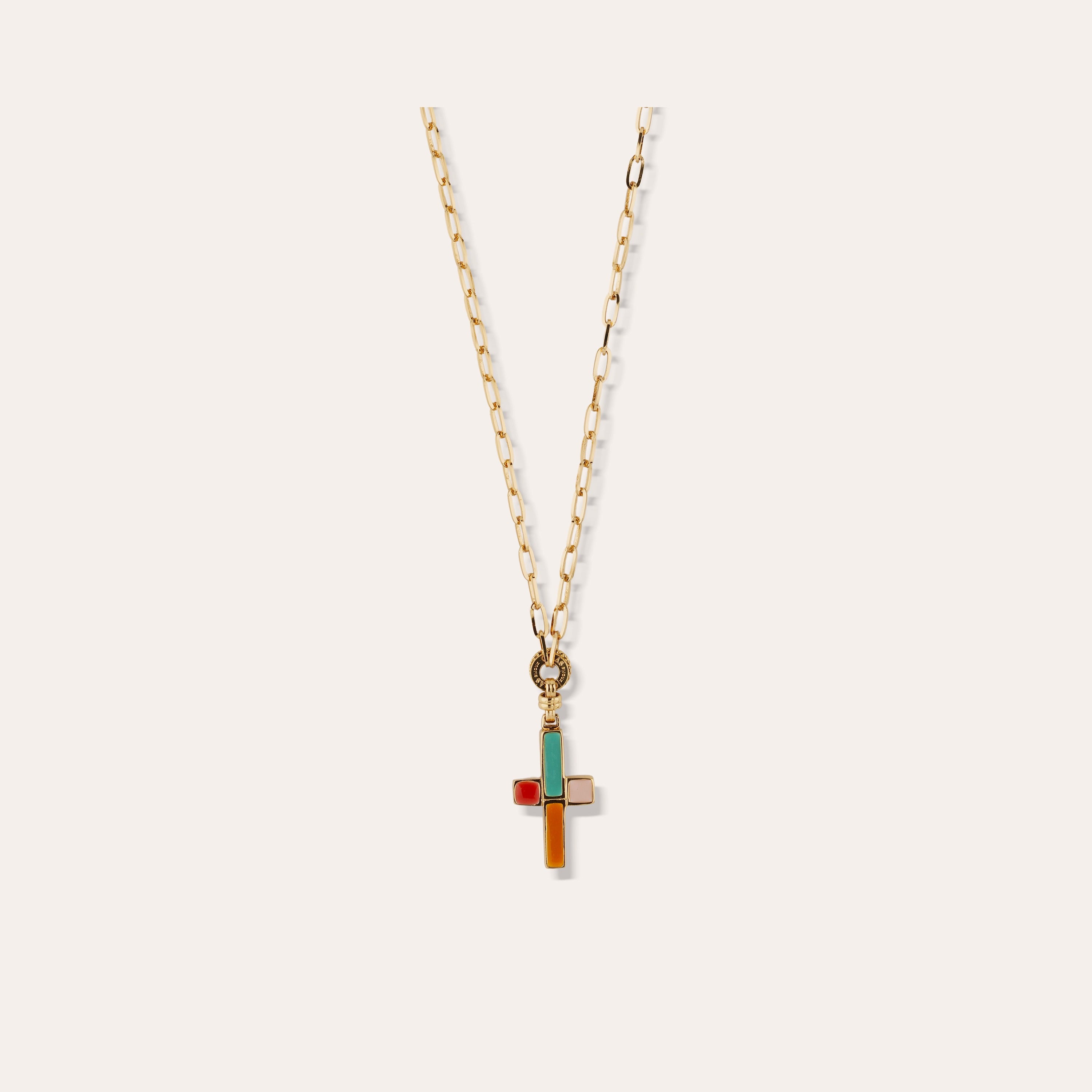 gas-bijoux-sautoir-croix-petit-mod-le-dor-l-or-fin-croix-maill-e-la-main image 1