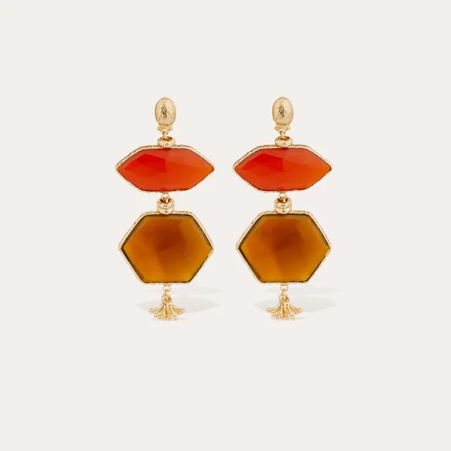 gas-bijoux-boucles-d-oreilles-silenza-calcite-rouge-jaune-dor-es-l-or-fin image 1