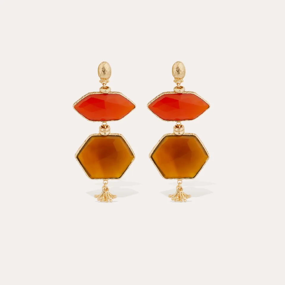 gas-bijoux-boucles-d-oreilles-silenza-calcite-rouge-jaune-dor-es-l-or-fin image 1