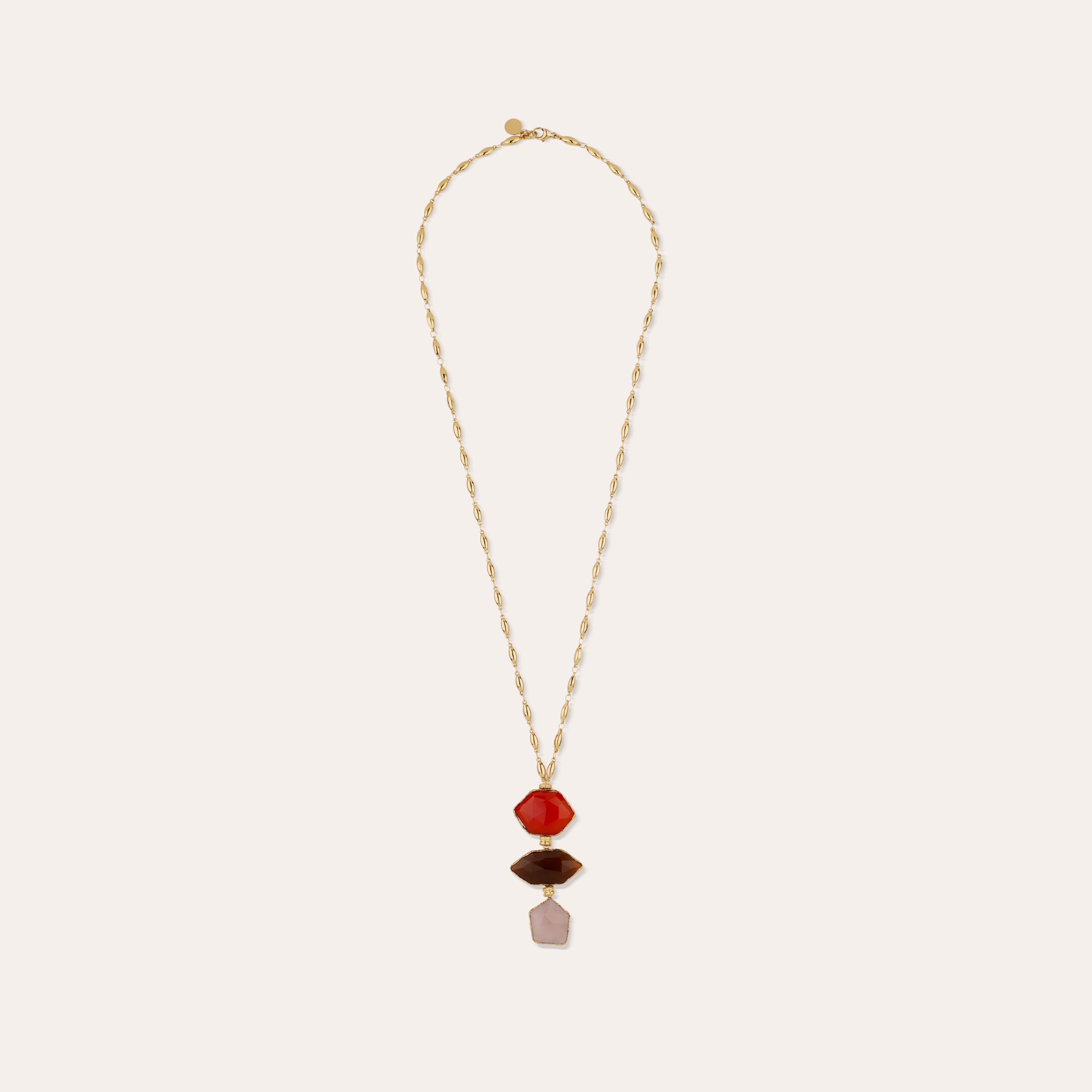 gas-bijoux-sautoir-silenza-calcite-quartz-rose-dor-l-or-fin-trois-pierres-fines- image 2