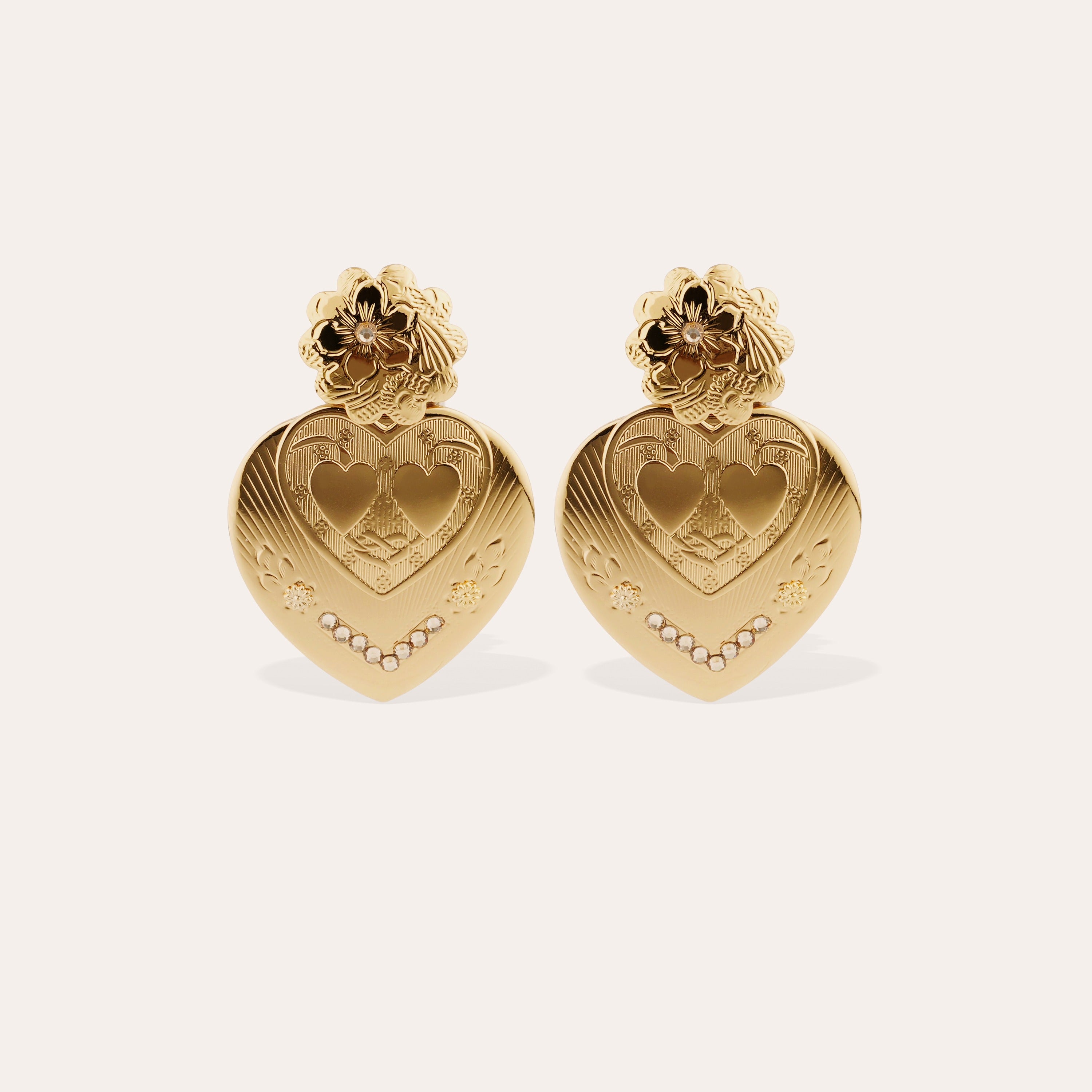 gas-bijoux-boucles-d-oreilles-i-love-you-pendantes-coeurs-dor-s-l-or-fin image 1