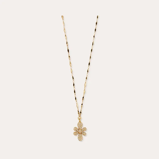 gas-bijoux-sautoir-agapa-strass-fleur-en-relief-pav-e-dor-e-l-or-fin-longue-cha- image 1
